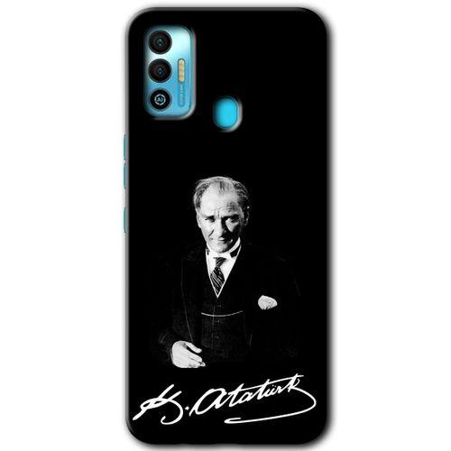 Tecno Spark 7T HD Baskılı Kılıf + 9D Tam Ekran Koruyucu - Atatürk İmza