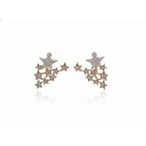 Taşlı Yıldız Küpe - Altın