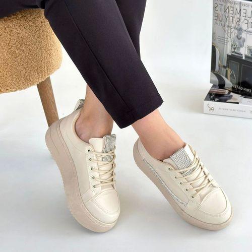 Tiniko Bej Cilt Bağcıklı Spor Ayakkabı