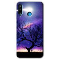 MRCİLETİSİM Huawei P30 Lite Kılıf Kapak - Uzay Silüet +Hayalet Ekran Yandan Gözükmez