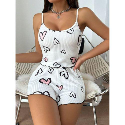 Beyaz Kalp Desen Detaylı 2li Pijama Takımı