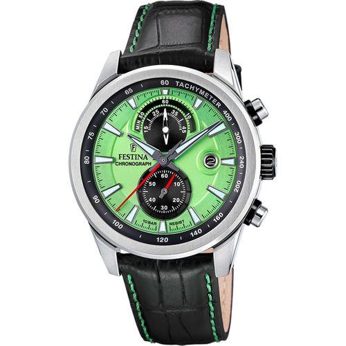 Festina F20695/3 Timeless Chronograph Quartz Deri Siyah Yeşil Kadran 10 ATM 44 mm Erkek Kol Saati