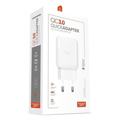 Powerway QC3 3 Amper 18W Tüm Telefonlarla Uyumlu USB Hızlı Şarj Adaptörü
