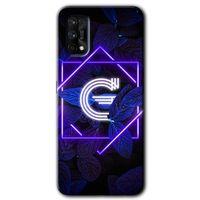 Realme 7 Pro Kılıf HD Desen Baskılı Arka Kapak + Temperli Cam - Dark Neon Yaprak G Harfi