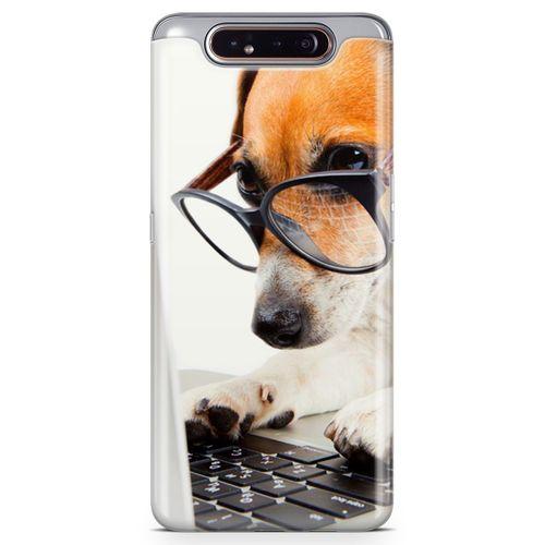 Samsung Galaxy A80 Kılıf Gözlüklü Terrier Arka Kapak Koruma Desenli Full Koruyucu