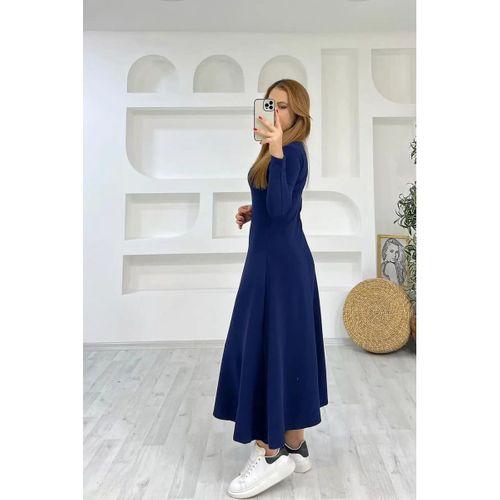 Kadın Uzun Kollu Bisiklet Yaka Size Kadar Yırtmaç Detay Maxi Boy Elbise