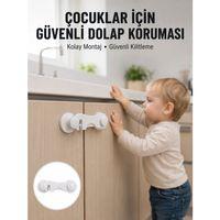 4 Adet Dolap Ve Çekmece Emniyet Kilidi Çift Taraflı Bantlı Güvenli Tasarım Yeni Nesil