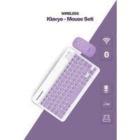 Mor Kablosuz Klavye Ve Mouse Seti