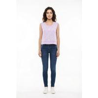 Kolsuz Cunda Bisiklet Yaka Yazlık Nakışlı Müslin Bluz Lila Lila