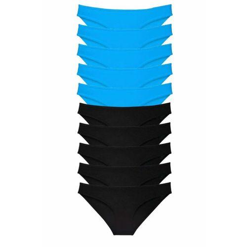 10 adet Eko Set Likralı Kadın Slip Külot Siyah Mavi