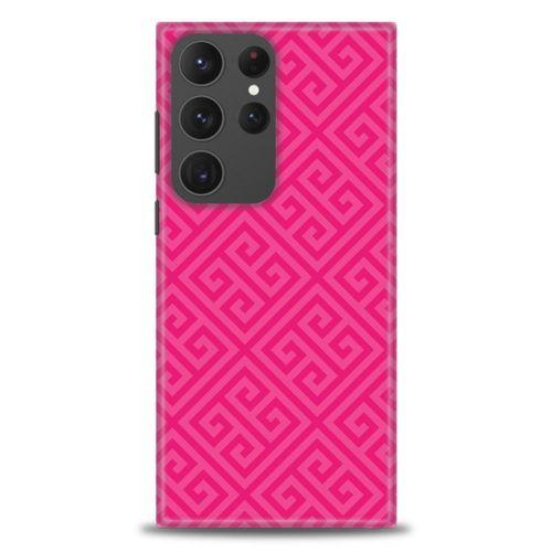 Samsung Galaxy S23 Ultra Kılıf HD Baskılı Kılıf - Pembe Mozaik + Tam Ekran Koruyucu