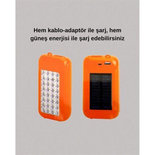 Gold Silver Güneş Enerjili Powerbank Işıldak – 10000 Mah, Taşınabilir, Suya Dayanıklı, 32 Led