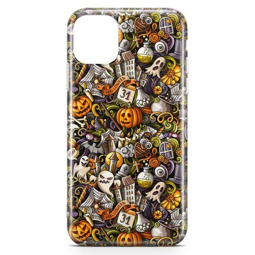 Apple iPhone 11 Pro Kılıf Cadılar Bayramı Doodle Arka Kapak Koruma Desenli Full Koruyucu