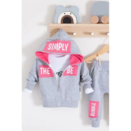 Simply Desenli Kapişonlu 3'lü Kız Bebek Takımı