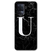Oppo Reno 5 Lite Kılıf Baskılı Arka Kapak - Siyah Mermer Desenli U Harfi +Tam Ekran Koruyucu