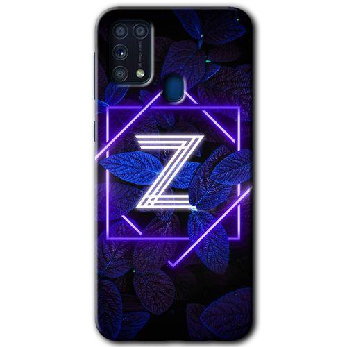 MRCİLETİSİM MRCİLETİSİM Samsung Galaxy M31 Kılıf HD Desen Baskılı Arka Kapak + Temperli Cam - Dark Neon Yaprak Z Harfi