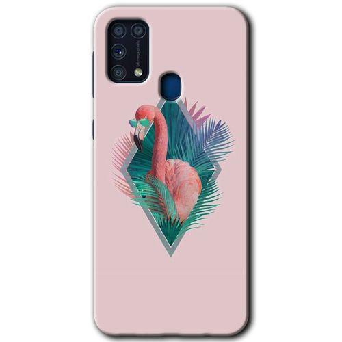 Samsung Galaxy M31 Kılıf Baskılı Kapak - Flamingo + 5D Tam Kaplayan Cam