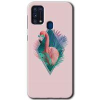 Samsung Galaxy M31 Kılıf Baskılı Kapak - Flamingo + 5D Tam Kaplayan Cam
