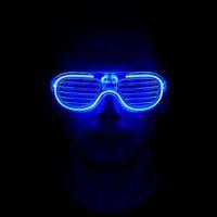 Eğitici Çocuk Mavi Led Işıklı Parti Gözlüğü - Neon Glow Şerit Gözlük 3 Modlu