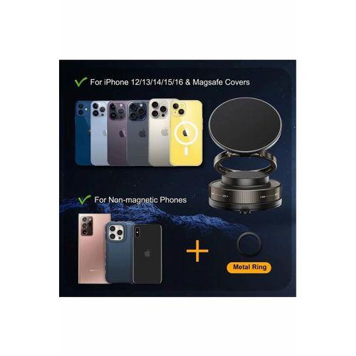 Metalik Magsafe Telefon Tutucu Tüm Yüzeylerle Uyumlu Vakumlu 360 Dönen Oynar Başlık