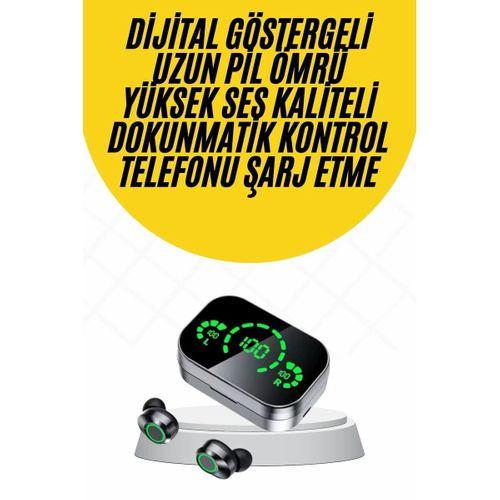 Kablosuz Bluetooth Kulaklık Çift Telefon Destekli Powerbankli Dijital Göstergeli