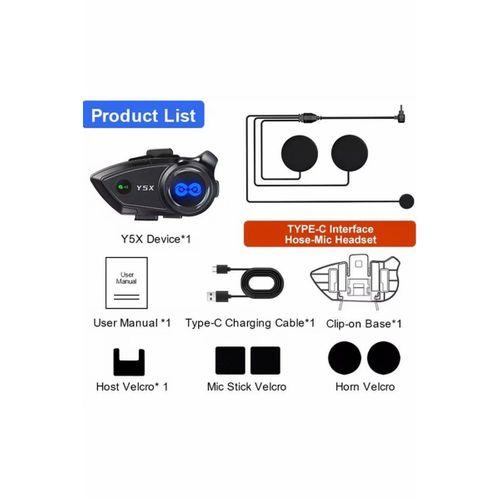 Y5x Rgb Işıklı Intercom 5 Kişi Bağlantılı 1000mah Motosiklet Bluetooth Kulaklık Seti