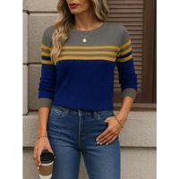 Kadın Uzun Kollu Bisiklet Yaka çok Renkli Triko Bluz