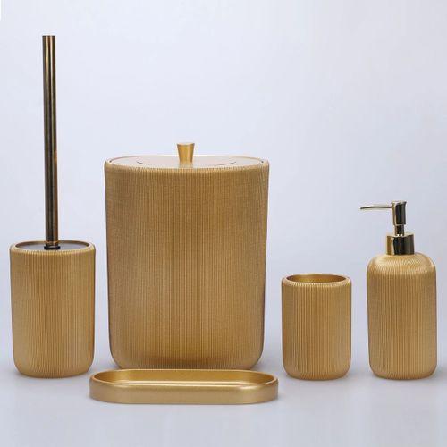 By Selim Lydia Altın 5 Parça Polyester Banyo Seti