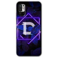 Poco M3 Pro Kılıf HD Desen Baskılı Arka Kapak - Dark Neon Yaprak D Harfi