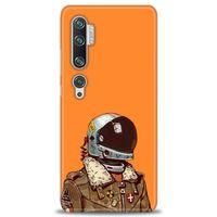 Xiaomi Mi Note 10 Kılıf HD Baskılı Kılıf - Turuncu Astronot + Tam Ekran Koruyucu