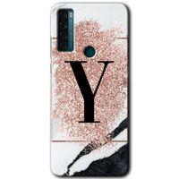 TCL 20 SE Kılıf HD Desen Baskılı Arka Kapak - Pembe Mermer Desenli Y Harfi