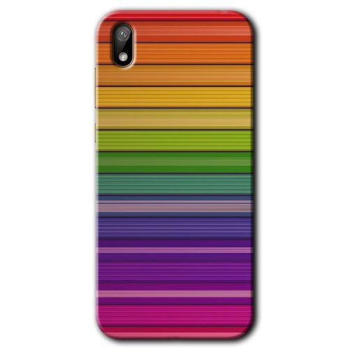 MRCİLETİSİM Huawei Y5 2019 Kılıf HD Desen Baskılı Arka Kapak + Temperli Cam - Colorful Lines