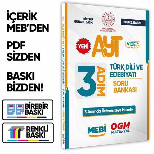 2026 AYT MEBİ-OGM 3 ADIM Türk Dili Edebiyatı Soru Bankası A4 Boyut Video Çözüm BASKI ÜCRETİ
