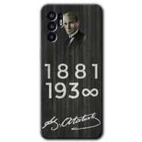 OPPO Oppo Reno 6 Kılıf HD Desen Baskılı Arka Kapak - Atatürk Ahşap İmza