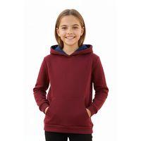 Kız Çocuk Bordo Kapüşonlu Cepli 3 İplik Sweatshirt BGL-ST04998