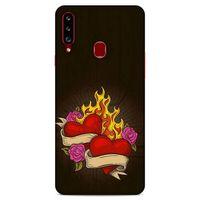 Lopard Samsung Galaxy A20s Uyumlu Kılıf Tattoo's (14) Lansman Kılıf Çift Kalp