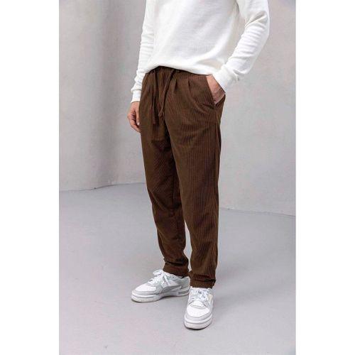 Roy Regular Fit Beli Lastikli Fitilli Kadife Kumaş Fermuarlı Jogger Erkek Pantolon - Kahve