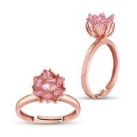 Gümüş Rose Pembe Lotus Çiçeği Yüzük