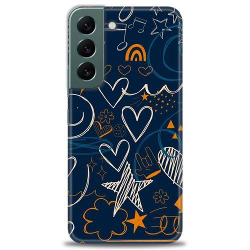 Samsung Galaxy S22 Kılıf HD Baskılı Kılıf - Notalar ve Kalpler + Tam Ekran Koruyucu