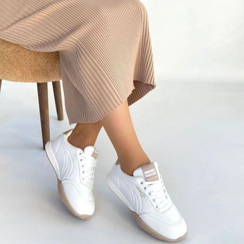 Tawen Beyaz Cilt Bağcıklı Spor Ayakkabı