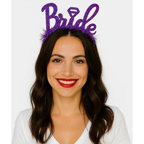 Mor Renk Bekarlığa Veda İtalik Yazı Alyanslı Bride Taç