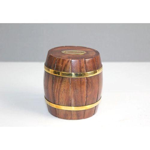 Pirinç Detaylı Fıçı Kumbara Model 1