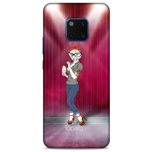 Huawei Mate 20 Pro Kılıf FunnyMaX (50) Shockproof Kılıf Koyu Pembe Kedi