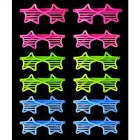 Retro Neon Fosforlu Yıldız Panjur Gözlük - 12 Adet