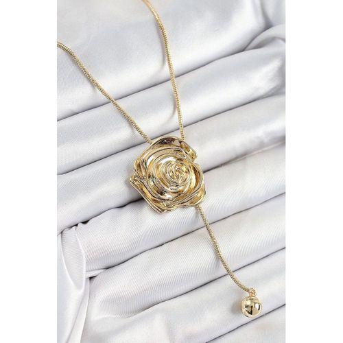 Pirinç Asansörlü Gül Model Gold Renk Kadın Kolye