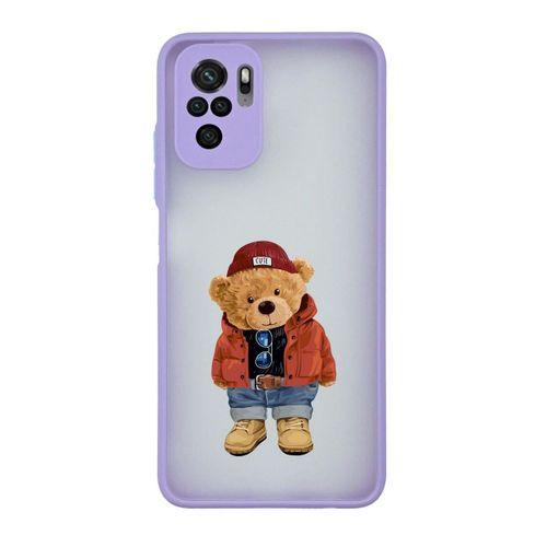 Xiaomi Redmi Note 10s Uyumlu Teddy Bear Desenli Kamera Korumalı Buzlu Şeffaf Lüx Telefon Kılıfı