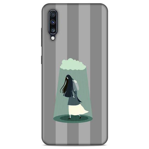 Samsung Galaxy A70s Kılıf Depresyon (20) Koruyucu Kılıf Bej Siyah