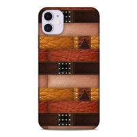 Apple Iphone 11 Kılıf Patchwork (33) Hybrid Kılıf Kahve Toz Pembe