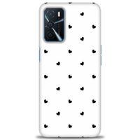 Oppo A16 Kılıf HD Baskılı Kılıf - Siyah Kalpler + Tam Ekran Koruyucu