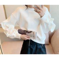 Kadın Bisiklet Yaka Kolları Volan Detay üç Iplik Kumaş Sweat